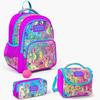 Набор из трех предметов: розовая школьная сумка Coral High Kids с красочным рисунком морского конька SET0114412