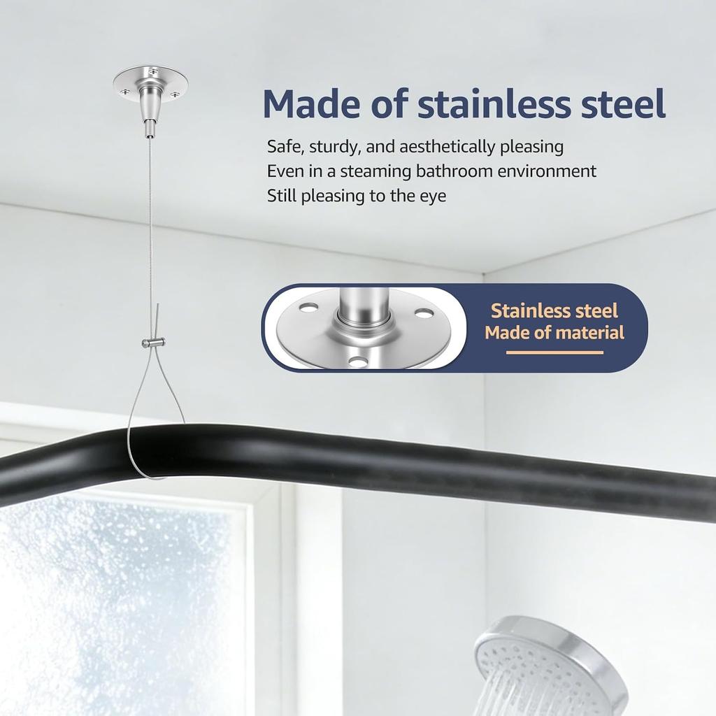 4 Pcs Ceiling Support for Closet Rod 2m/78.74inch Adjustable Closet Rod Support Bracket Stainless Steel Ceiling Supports Assembly