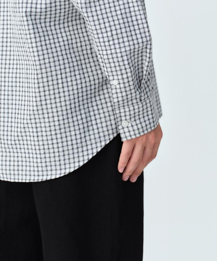 MUSINSA STANDARD Relaxed Small Plaid Check Shirt [Light Gray/Black]