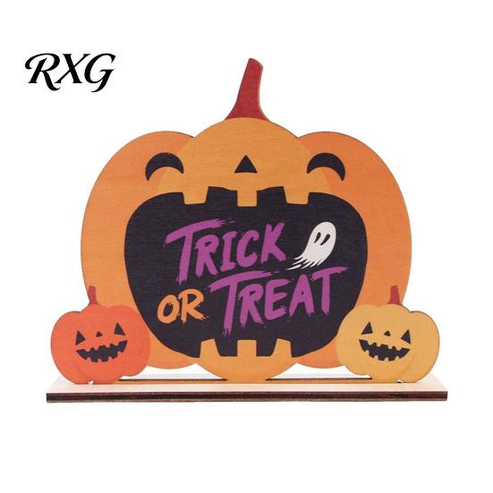 Halloween Table Sign Wooden Sign, Cute Pumpkin Boo Ghost Hand Painted Decor Tabletop Centerpiece for Indoor Mantel Fireplace Childlike Room Accent
