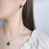 Комплект украшений на осень и зиму, имитация натурального халцедона, цепочка на ключицу, императорский зеленый, серебряные серьги-иглы S925, элитные, легкие, роскошные, для женщин
