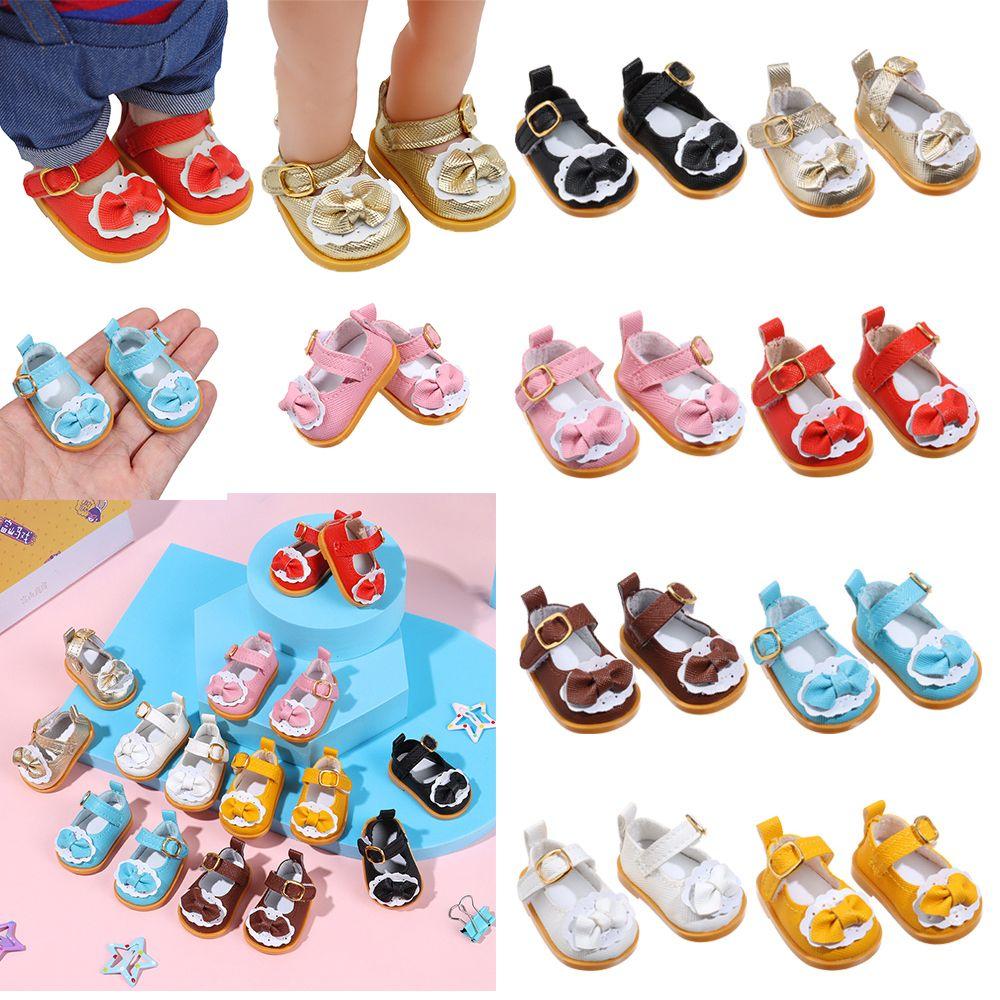 Handmade Toys Doll Accessories Mini Clothes Casual Shoes Doll Shoes 14 Inches Doll Bow Leather