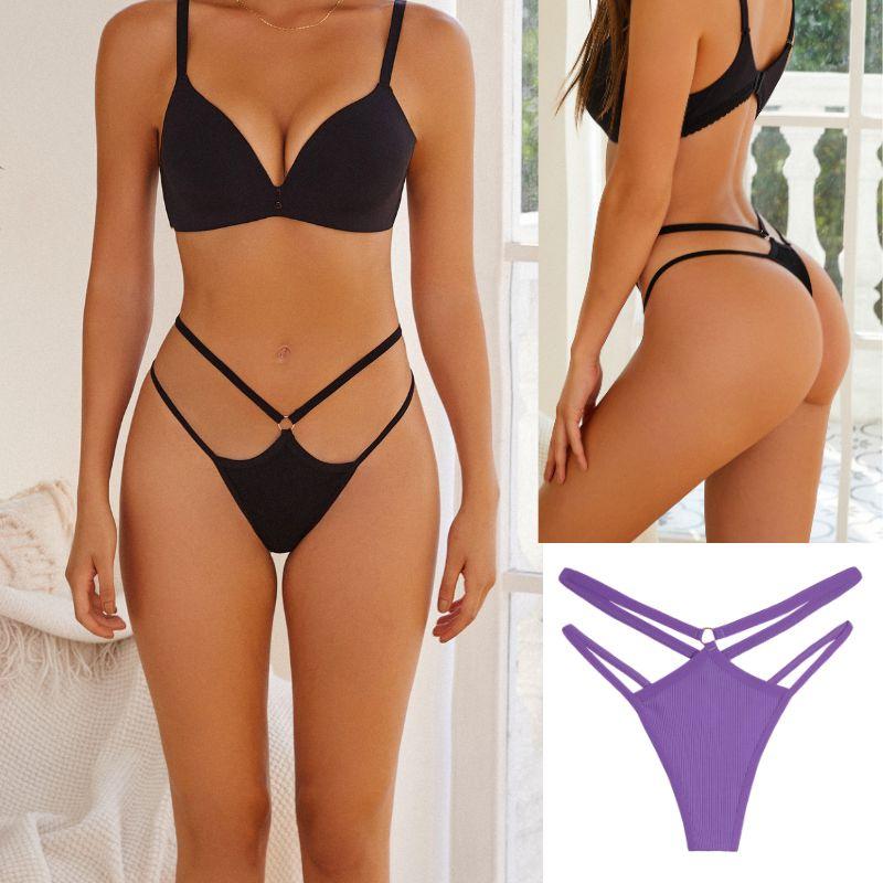 Cotton Panty for Women Pure Color T-back Sexy Brief Female Strap Design G-string Low Waist Woman Underpant