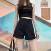 2025 Early Autumn Light Color A-Line High Waist Wide Leg Denim Shorts for Women