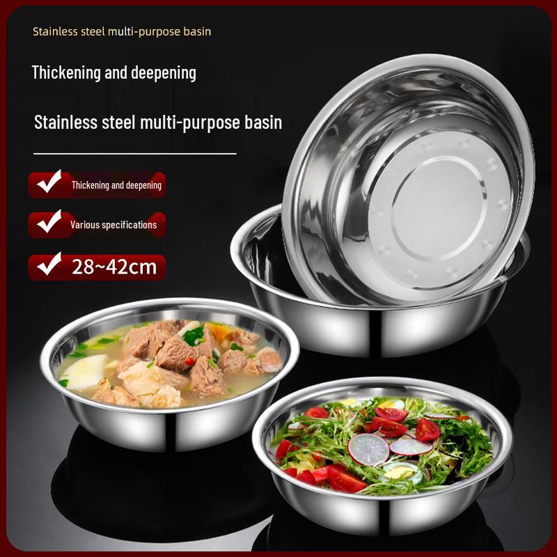 Stainless Steel Large Multi-Purpose Basin for Vegetables, Noodles, Baby Bath, Laundry, and More