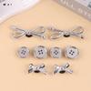 8Pcs/Set Metal Silver Electroplated Bow Button Dot Heart Charms Shoe Buckle Diy Detachable Clogs Sandals Accessories