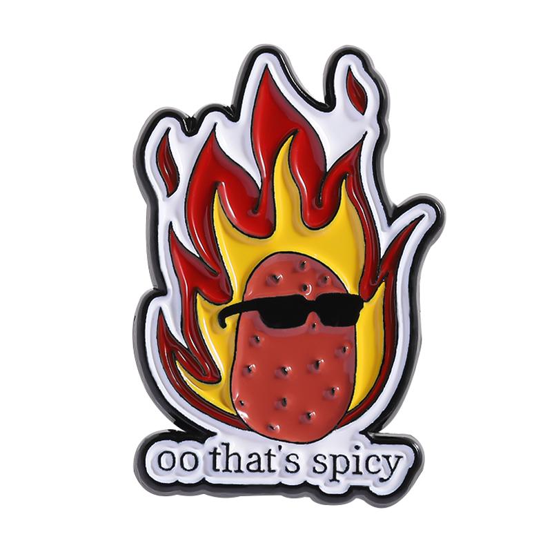 That's Spicy Enamel Pins Custom Animal Flames Brooches Lapel Badges Clothes Funny Jewelry Gift for Kids Friends