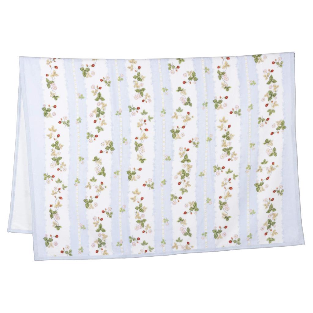 Nishikawa Wedgwood Wild Strawberry Cotton Blanket, Single, 100% Cotton, Made In Japan, Blue, FQ00101005B