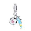 S925 Silver Sports Theme Handmade Jewelry Accessories Creative Baseball Soccer Basketball Pendant Charms