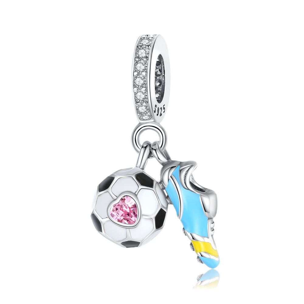 S925 Silver Sports Theme Handmade Jewelry Accessories Creative Baseball Soccer Basketball Pendant Charms