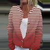 Women's Fashion Casual  Long Sleeve Striped Print Cardigan Jacket Coat