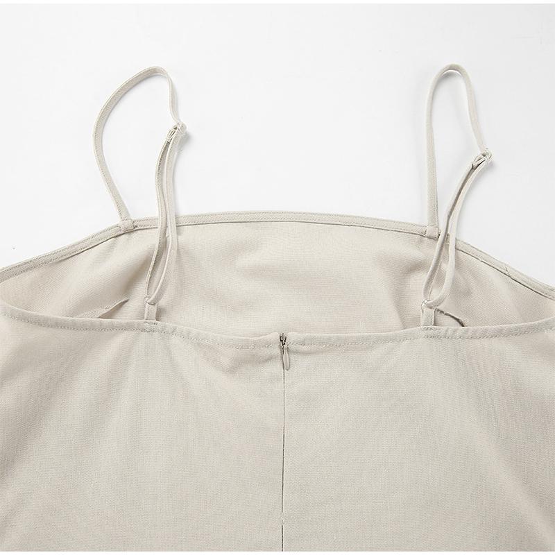 Элегантное хлопковое платье-комбинация с подкладкой, женское однотонное платье без рукавов, длинное женское платье 2025 года, весна-лето, модное женское пляжное платье