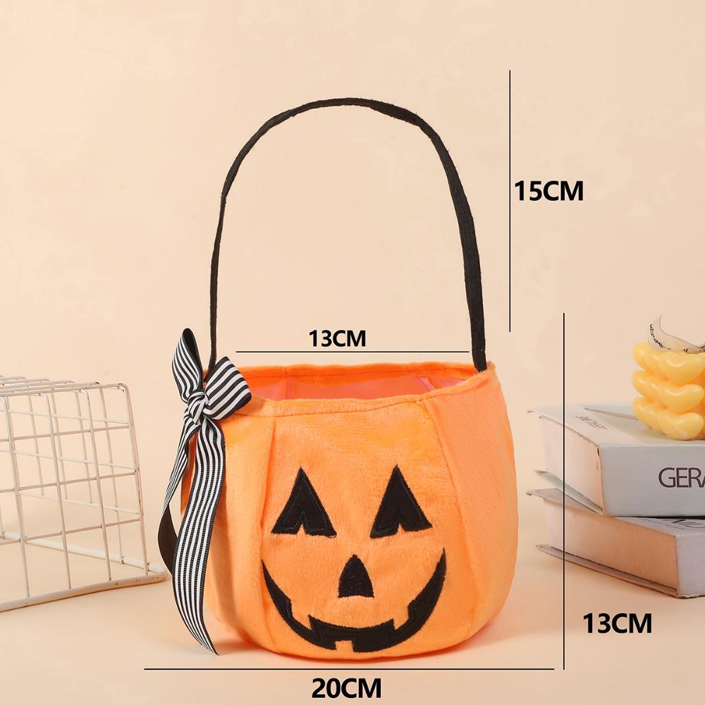 Flexible Pumpkin Bucket Open Top Trick or Treat Bucket Holiday Ghost Plush Bag Dessert Making