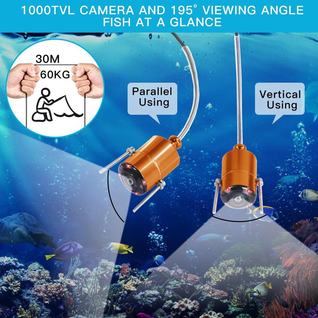 4.3 Inch Underwater Fishing Camera Wide-angle Infrared Night Vision HD Fish Finder 30M 1000TVL Waterproof Video Fish Finder