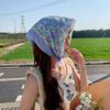 French Flower Printed Hair Scarf Breathable Small Square Scarf New Women Headscarf Spring Summer