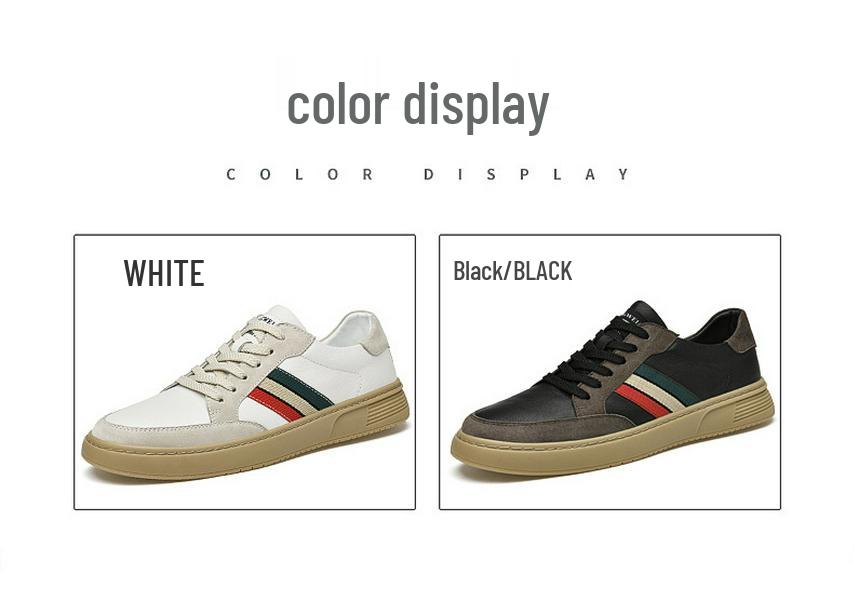 Мужские повседневные кеды для скейтбординга из коровьей кожи - Color Block, Дышащие, Модный молодежный стиль, Резиновая подошва, Белые, Осенняя коллекция.