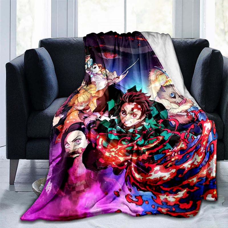 Одеяла Demon Slayer, фланелевые одеяла, аниме, одеяло, коврик, мягкое покрывало, пляжный теплый дорожный чехол для детей, постельное белье, одеяло для дивана