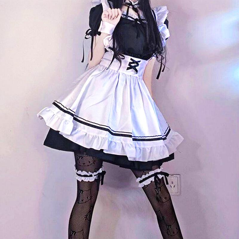 8 Pcs/Set Maid Costume Cosplay Lolita Set Maid Outfit Maid Dress