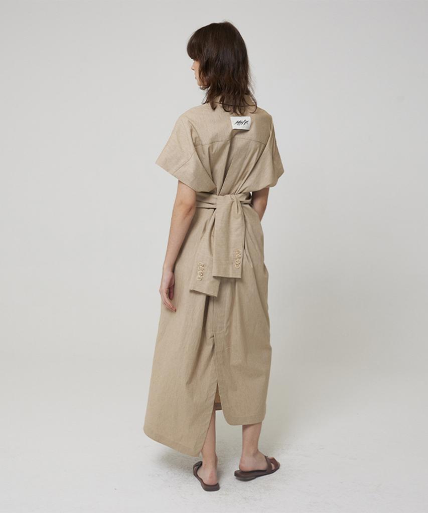 Meuameu Tie Sleeve Detail Shirt Dress