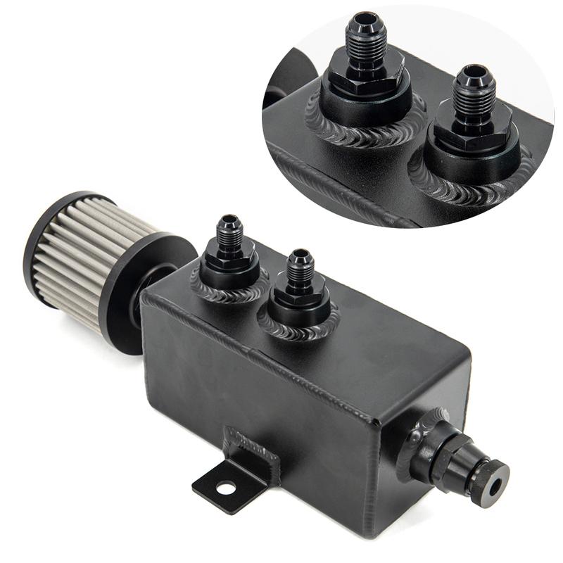 Universal Car 1L Aluminum Oil Catch Can Tank Fuel Tank With Breather Filter Drain With AN6/8/10 Fitting OCT-AN10-1L-BK