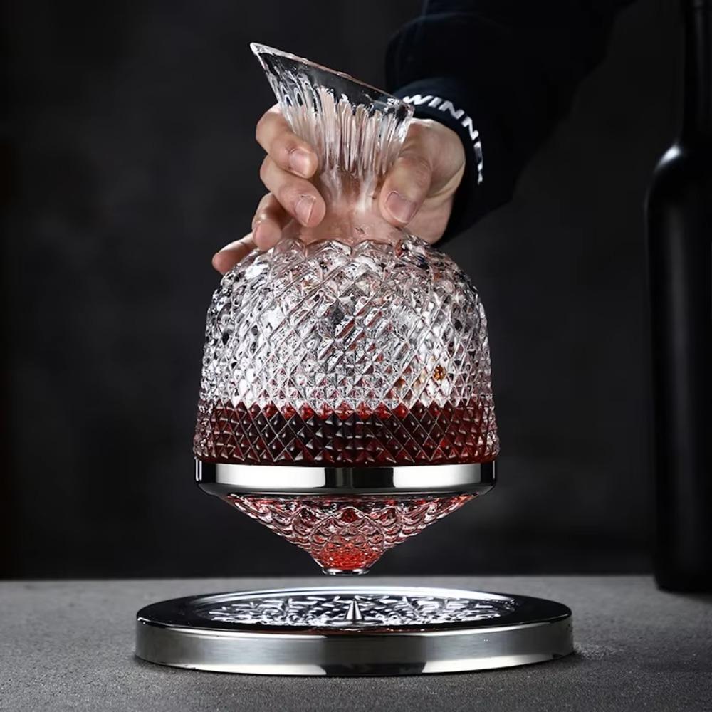 with Base Crystal Glass 360 Rotating Decanter 1500ml Wine Dispenser Wine Aerator  Bar