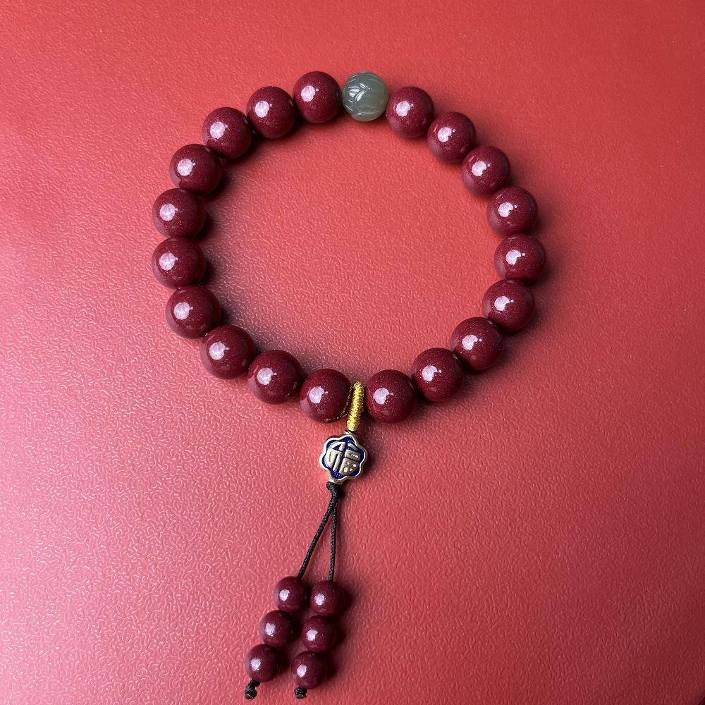 Genuine Natural High-Content Purple Gold Sand Bracelet, Women's Cinnabar Bead Bracelet, Zodiac Buddha Beads