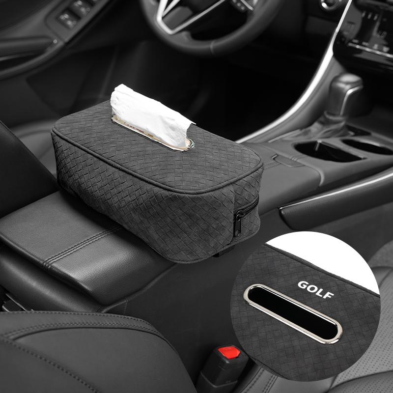 Car In-vehicle Larger size Leather Checkered Tissue Storage Box For VW Golf Polo Passat b6 Jetta Scirocco Sagitar Touareg TouranJD7