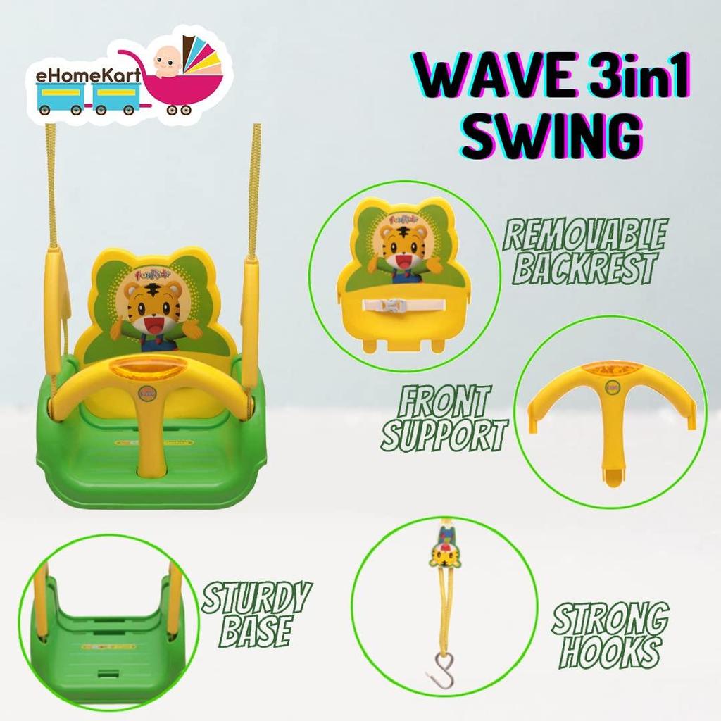 Swing for Kids - 3-in-1 Adjustable Baby Swing Toy for Indoor and Outdoor - for Boys and Girls of Age 1 Yr+