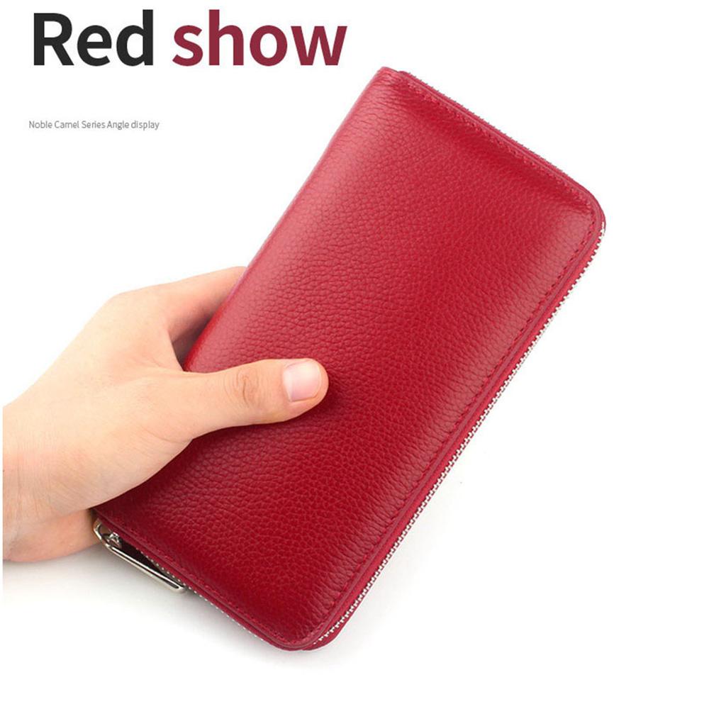 Женский кошелек из натуральной кожи, большой вместительный мужской кожаный клатч, модный длинный стандартный кошелек на молнии, сумка для денег