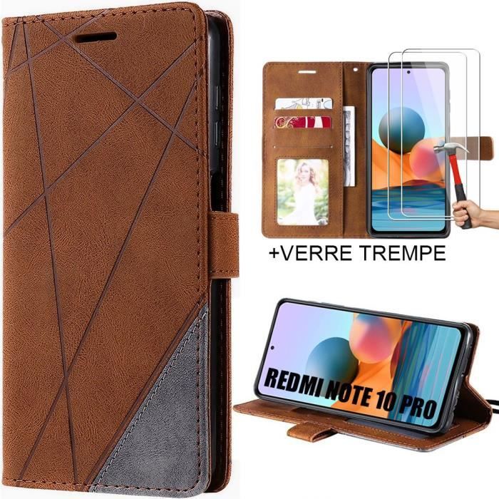 Партия 2 Закаленных Стекол + Чехол для Redmi Note 10 Pro Коричневый Ударопрочный Защита 360 Градусов