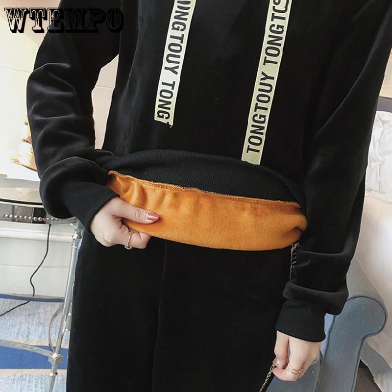Warm Suit Women's Leisure Sports Suit Long-sleeved Plus Velvet Thickened Hoodie Women's Gold Velvet Hooded Sweater Two-piece Suit