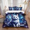 3pcs Starry Cat Design Bedding Set - Includes Quilt Cover and Pillowcases, Suitable for All Seasons M094
