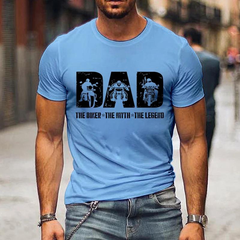 Мужская футболка Dad The Biker The Print Летние топы Футболки Мужские черные модные футболки Harajuku День отца с круглым вырезом Футболка Street