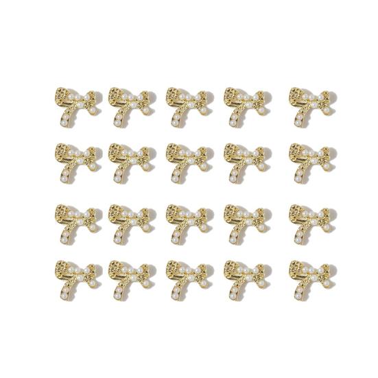 20Pcs Nail Decoration Shiny Visual Effect Show Unique Charm Alloy Excellent Bow-knot Ornament Manicure Nails Accessories for Salon