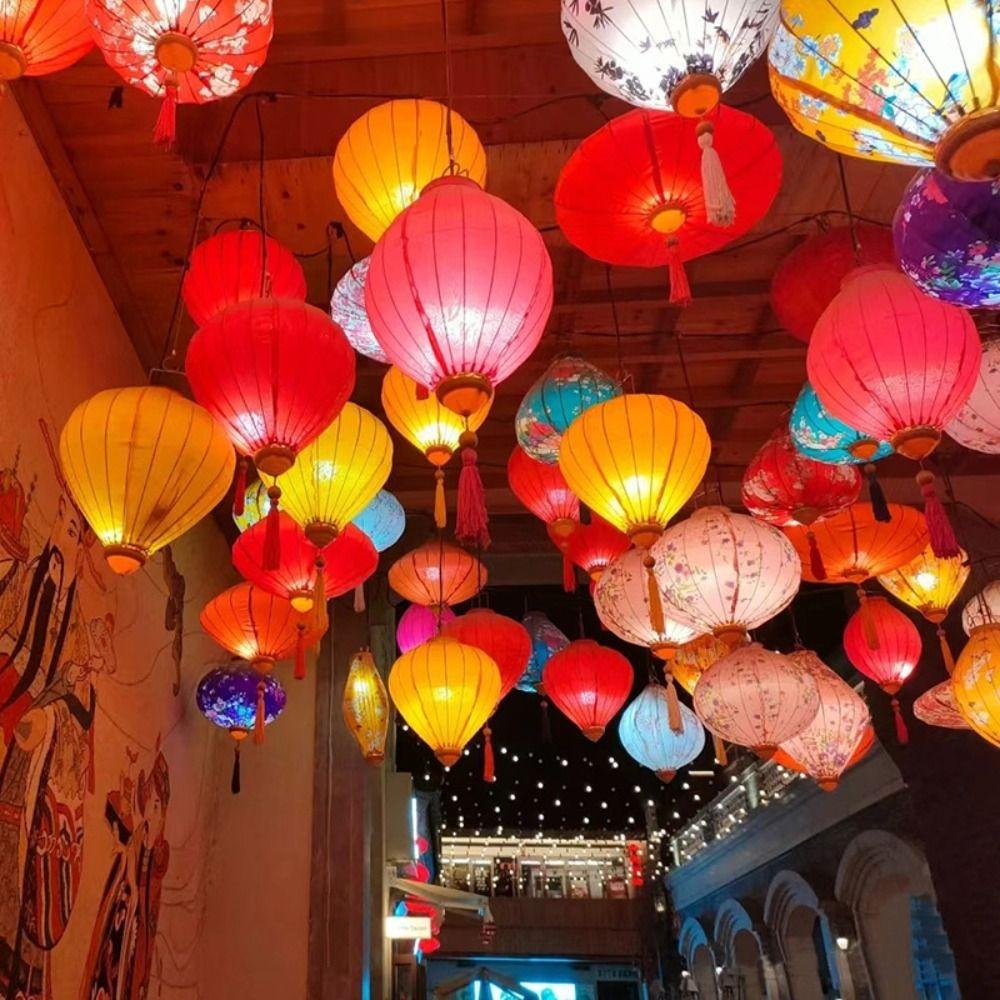 Handmade Fabric Retro Vietnamese Lantern Traditional Festival Japanese Lantern Wedding Party