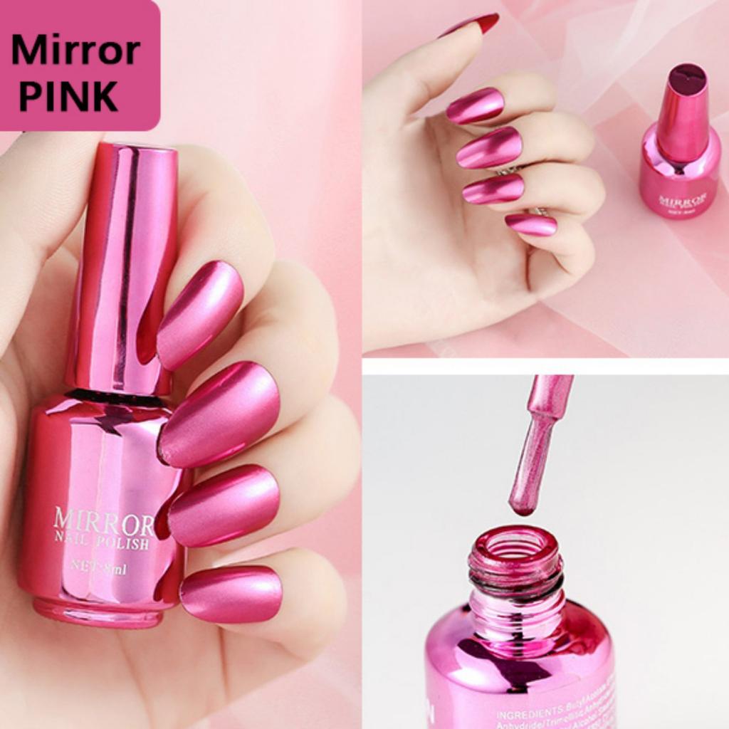 Зеркальный лак для ногтей с эффектом металлик, стойкий глянцевый лак для ногтей без запекания