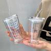 Креативная чашка для воды с соломинкой и крышкой, стакан для воды, стеклянная чашка, портативная спортивная кружка, чашка для воды с соломинкой, подарок, чашка для завтрака, чашка для молока