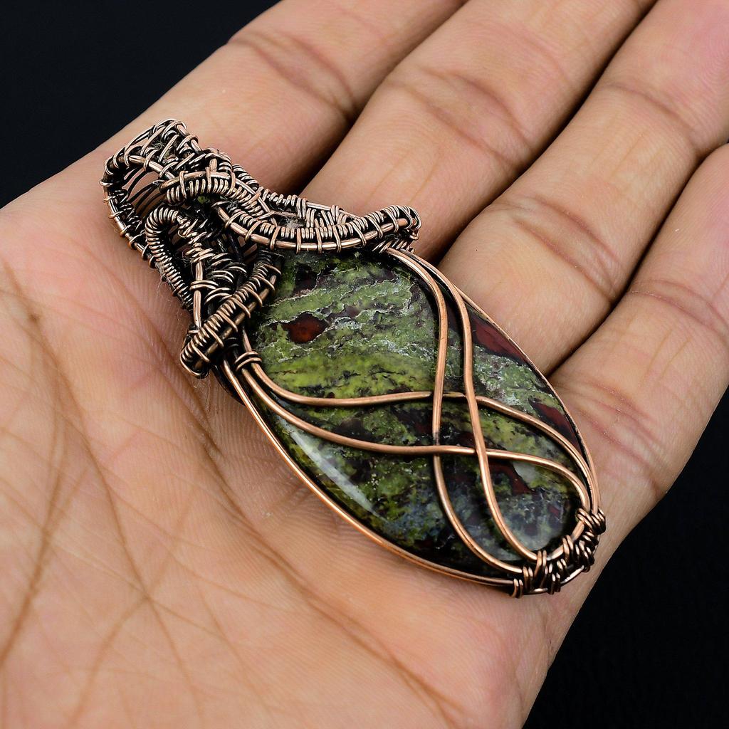 Dragon Blood Jasper 999 Copper Wire Wrapped Pendant, Handmade Gemstone Pendant Jewelry, Gifts For Wife Brand New Pendant