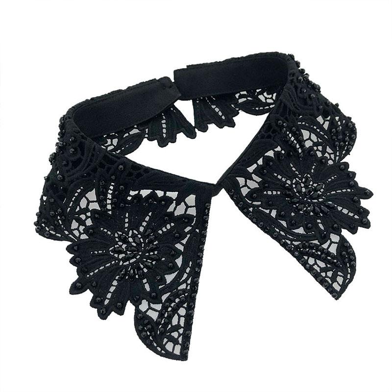 Lace Fake Collar Tie Women White Hollow Detachable Collar Lapel Shirt Blouse Top False Collar Woman Necklace Clothes Accessory