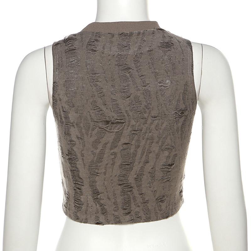 Women's Summer New Solid Colour Street Fashion Sleeveless Frosted Neckless Tank Top