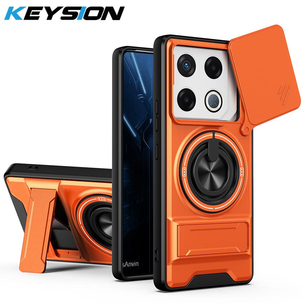 KEYSION Магнитный чехол для телефона Infinix GT 20 Pro 5G Защита камеры со сдвижной крышкой Вертикальная подставка Кольцо 360° Ударопрочная задняя крышка