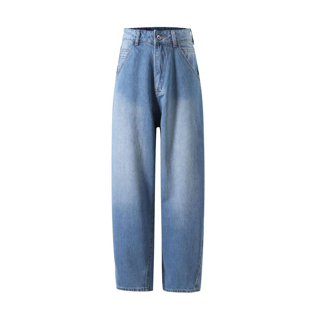 A3 Ретро-джинсы свободного покроя с широкими штанинами: Оригинальный цвет, нейтральный, средне-высокая талия, заниженный шаговый шов для женщин