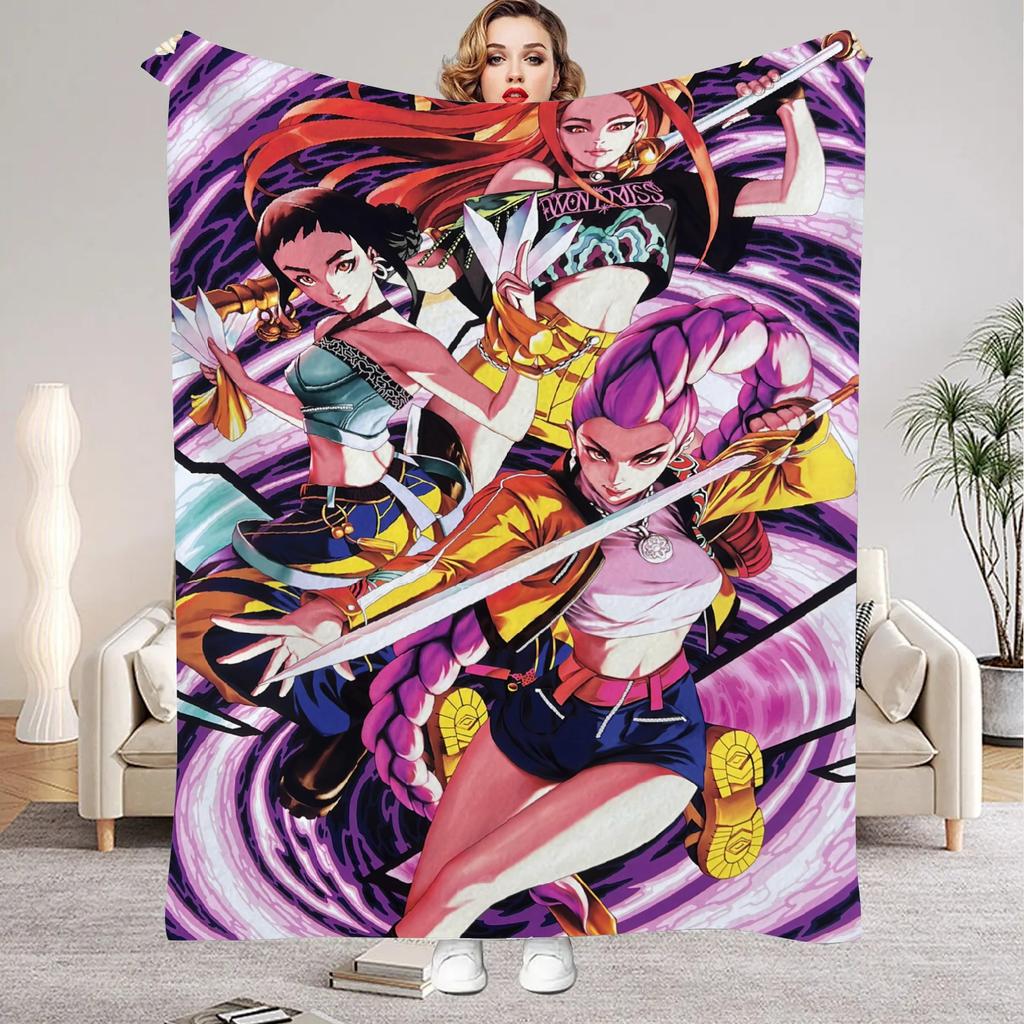 Huntrix Blankets K Pop Demon Hunters Rumi Zoey Mira Soft Warm Throw Blanket Kids Living Room Couch Sofa Bed Christmas Giftsmas