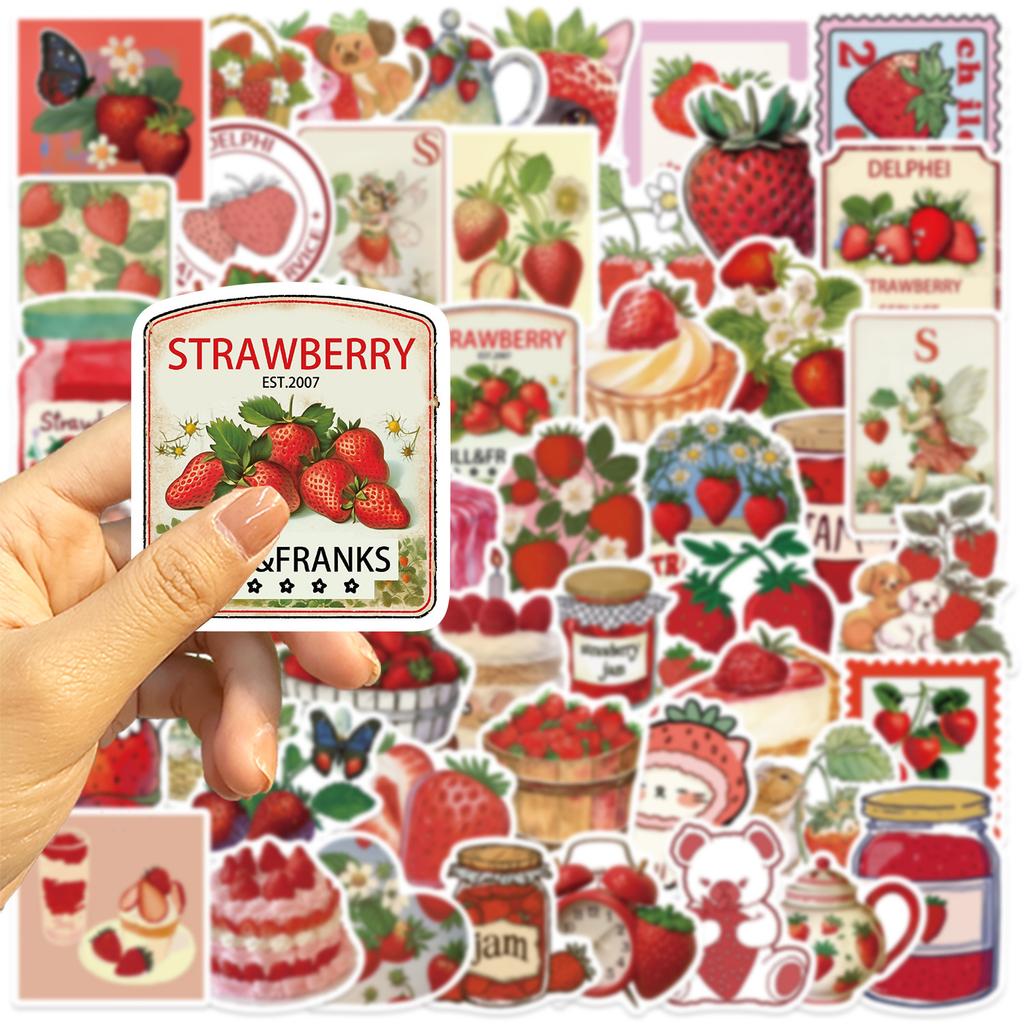 50 Cartoon INS Strawberry Creative Stickers DIY Decorative Guitar Notebook Suitcase DIY Waterproof