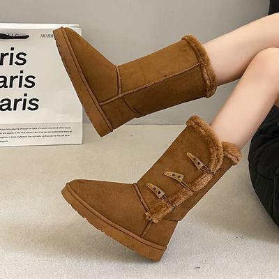 Высокие зимние ботинки женские 2025 зимние нескользящие утолщенные теплые ботинки с тремя пуговицами зимние хлопковые ботинки женские ботинки