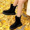 Женские зимние теплые меховые ботинки на мягкой подошве среднего большого размера, ботильоны до щиколотки с подкладкой, нескользящие, для пешего туризма, спортивные, хлопковые ботинки, ботинки Мартин
