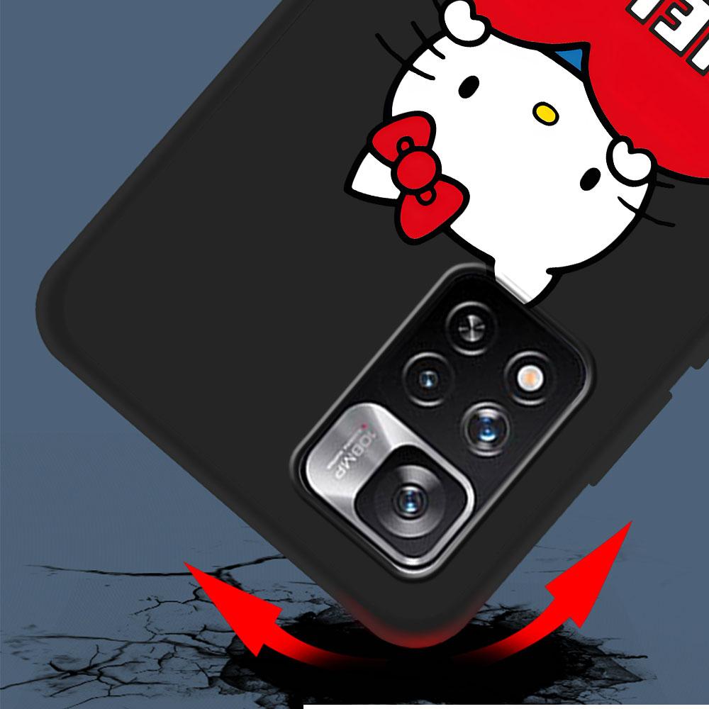 Cute Hello Kitty Case for Xiaomi Redmi 10A 10C 9C 12C 9A 9i 10 12 9 Prime 9T K40 Pro Black Soft TPU Mobile Phone Bag Cover