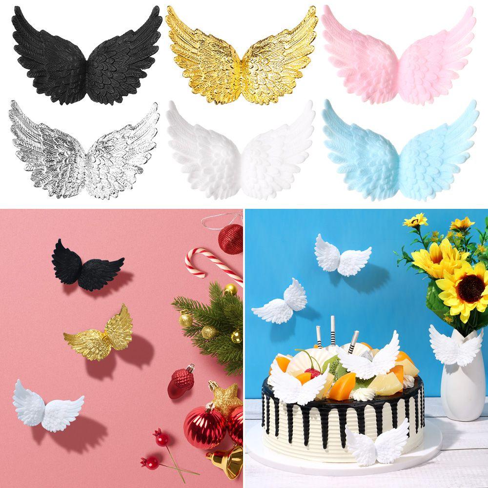 Happy Birthday Christmas Tree Ornaments Plastic Angel Wings Xmas Party Decoration Cake Decor