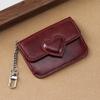 Women's Lightweight PU Leather Heart Shaped Card Holder Multi-Card Anti-Magnetic Wallet Small Travel Cash Coin Bag