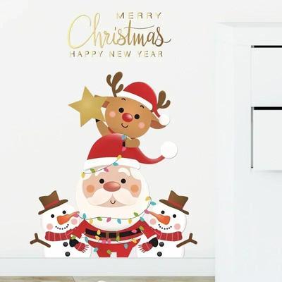 Рождественская серия Стиль Декор для вечеринки Наклейка на стену Санта Клаус Лось Снеговик Дверь Холодильник Наклейка Наклейка на окно Настенные украшения